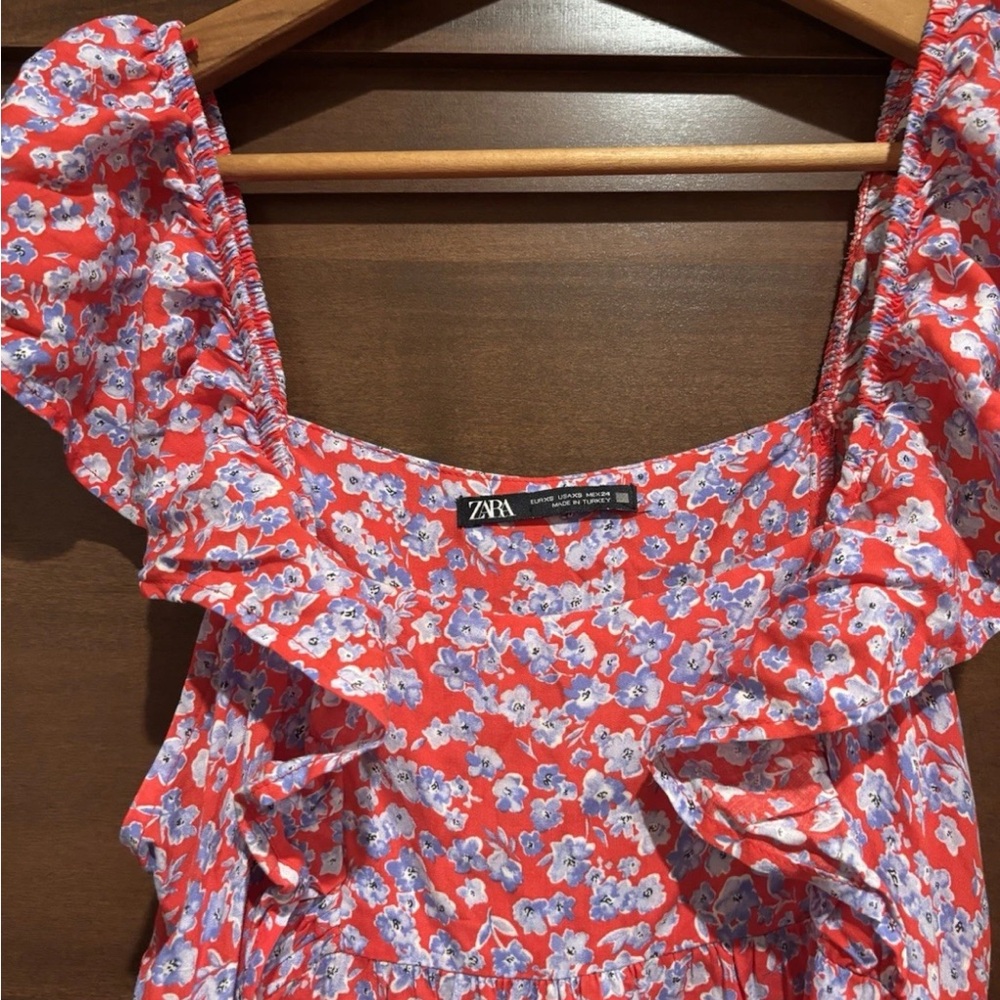 Zara Floral Red Maxi Dress - Picture 5 of 14